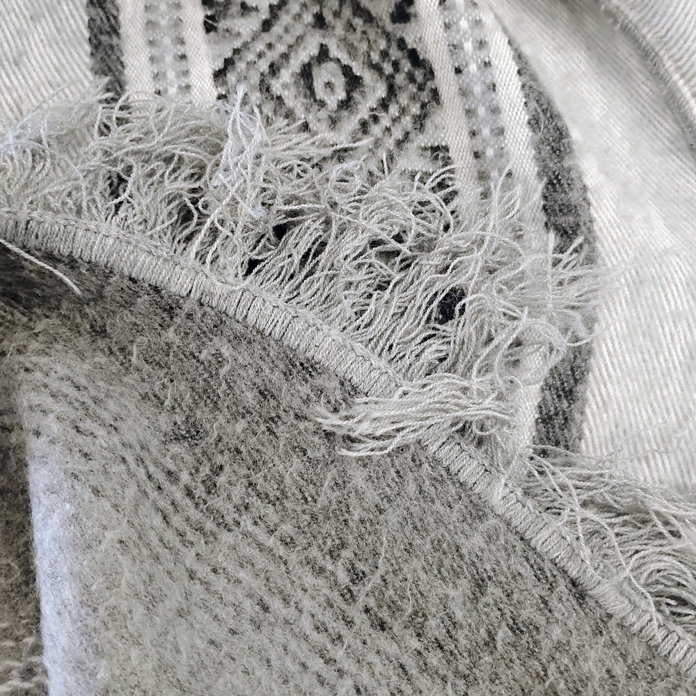 Gray Native Patterned Soft Hooded Poncho - image 5